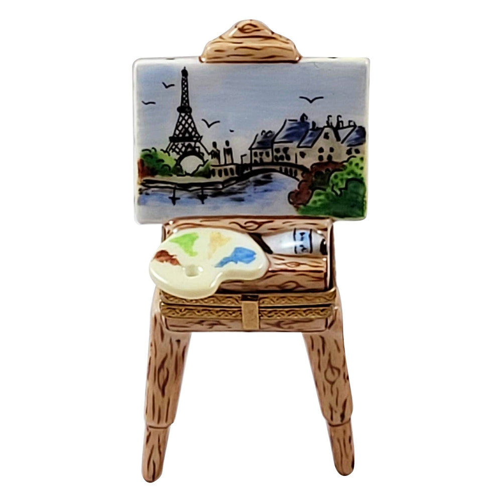 Rochard Artist Easel with Eiffel Tower Painting Limoges Box