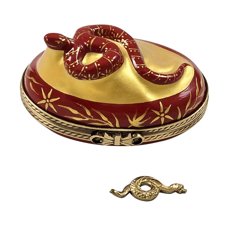 2025 Year Of The Snake with Brass Fan Limoges Porcelain Box