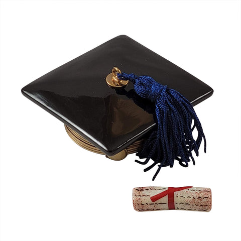 Black Graduation Cap With Diploma Limoges Porcelain Box