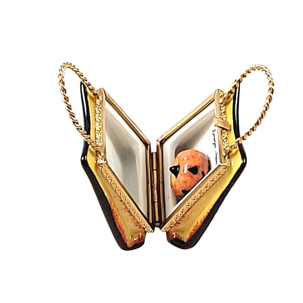 TRICK OR TREAT BAG w Candy Pumpkin Porcelain Limoges Halloween French Trinket Box