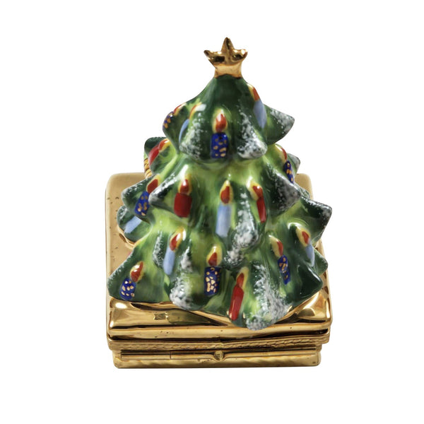 Christmas Tree w Manger Porcelain Limoges xmas theme christmas tree French Trinket Box