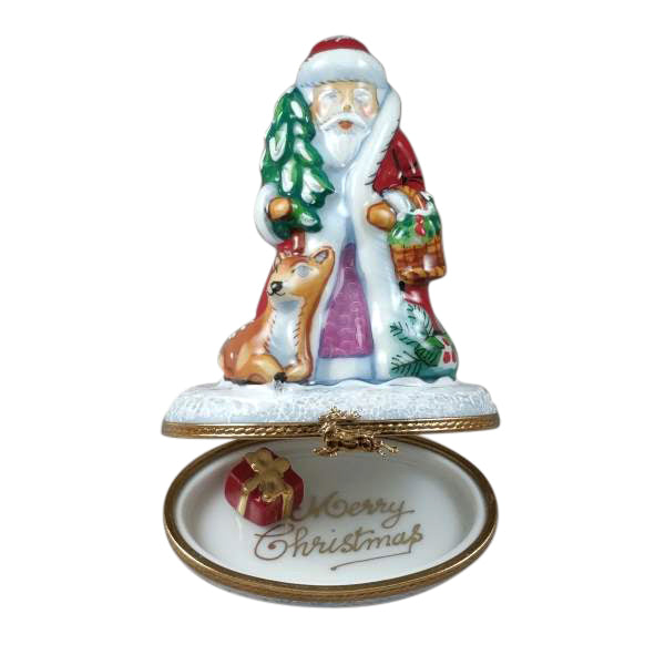 Santa with Reindeer and Removable Gift Limoges Box
