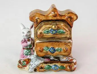 Rabbit Dresser Porcelain Limoges mice rabbit limoges boxes French Trinket Box