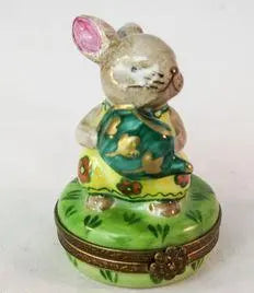 Rabbit Watering Can Porcelain Limoges mice rabbit limoges boxes French Trinket Box