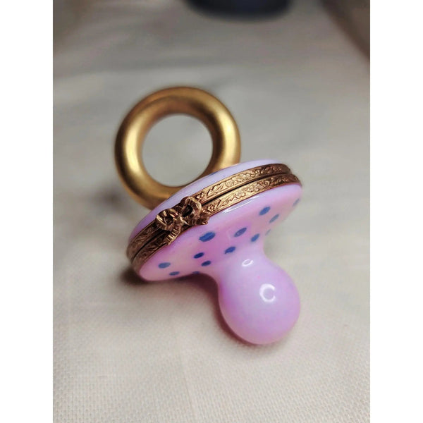 Rare Pink Pacifier Baby Box Porcelain Limoges baby limoges box babies maternity French Trinket Box
