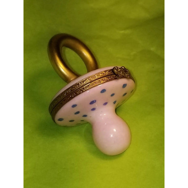 Rare Pink Pacifier Baby Box Porcelain Limoges baby limoges box babies maternity French Trinket Box