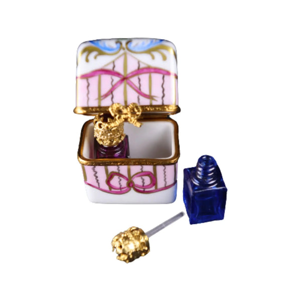 Rectangle w 2 Perfume Bottle Porcelain Limoges Perfume French Trinket Box