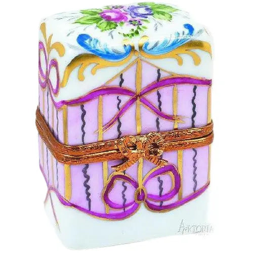 Rectangle w 2 Perfume Bottle Porcelain Limoges Perfume French Trinket Box