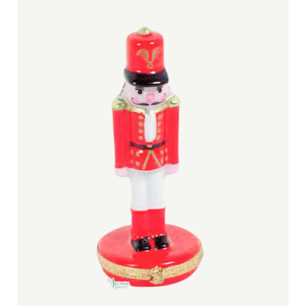 Red Artoria Nutcracker Artoria Porcelain Limoges xmas theme nutcracker French Trinket Box