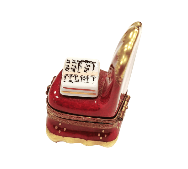 Red Chair with Book Figurine Porcelain Limoges furniture French Trinket Box