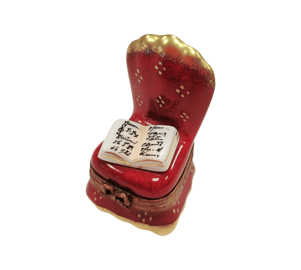 Red Chair with Book Figurine Porcelain Limoges furniture French Trinket Box