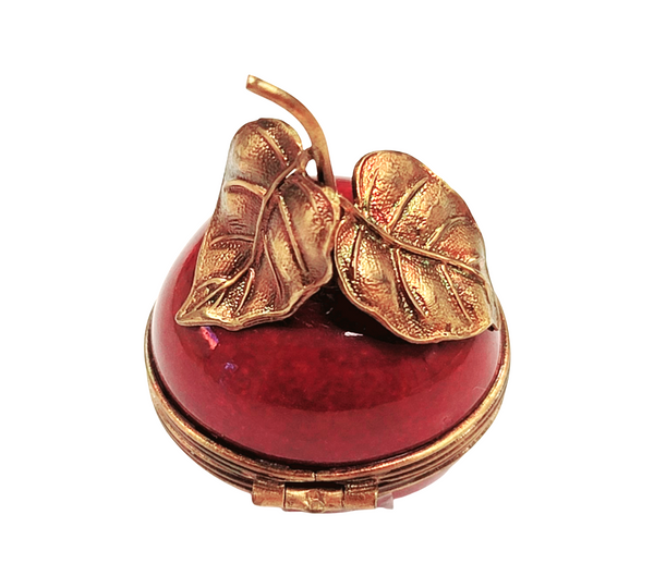 Red Cherry Brass Accent Box Porcelain Limoges fruit vegetables French Trinket Box