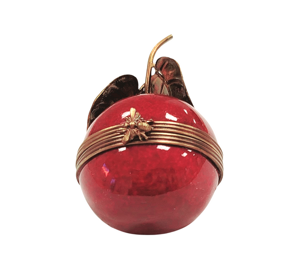 Red Cherry Brass Accent Box Porcelain Limoges fruit vegetables French Trinket Box