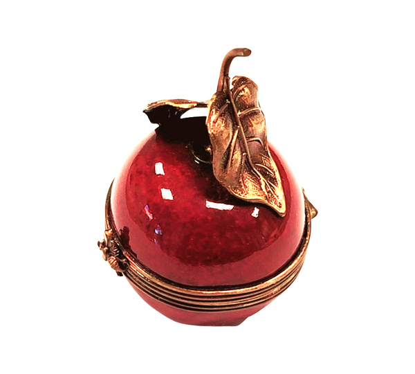Red Cherry Brass Accent Box Porcelain Limoges fruit vegetables French Trinket Box