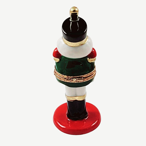 Red Nutcracker Center hinged Porcelain Limoges nutcracker xmas theme French Trinket Box