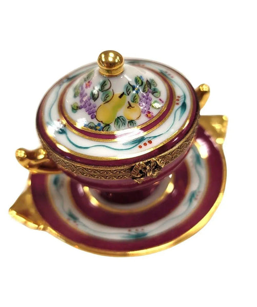 Red Soup Tureen Limoges Box Porcelain Limoges Home China French Trinket Box