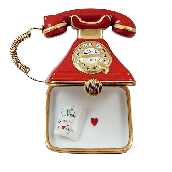 Red Telephone with Called to Say I Love You Porcelain Limoges home special valentine French Trinket Box