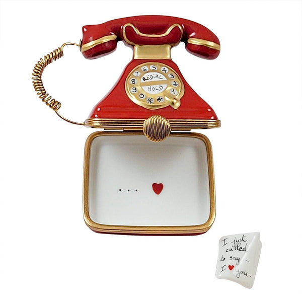 Red Telephone with Called to Say I Love You Porcelain Limoges home special valentine French Trinket Box
