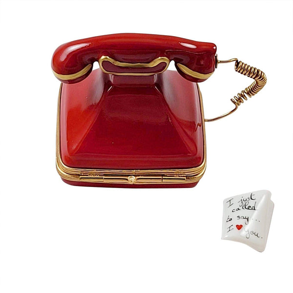 Red Telephone with Called to Say I Love You Porcelain Limoges home special valentine French Trinket Box
