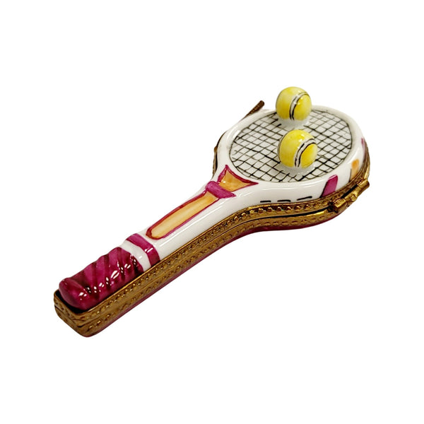 Red Tennis Racquet Porcelain Box Porcelain Limoges sports limoges boxes French Trinket Box
