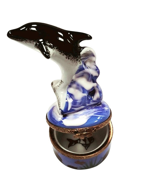 Retired Rare Dolphin Treasure Porcelain Limoges fish ocean beach LIMOGES BOXES French Trinket Box