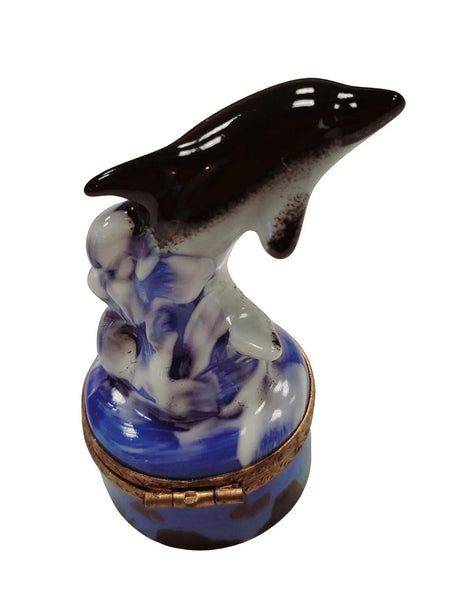 Retired Rare Dolphin Treasure Porcelain Limoges fish ocean beach LIMOGES BOXES French Trinket Box