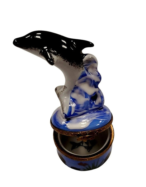 Retired Rare Dolphin Treasure Porcelain Limoges fish ocean beach LIMOGES BOXES French Trinket Box