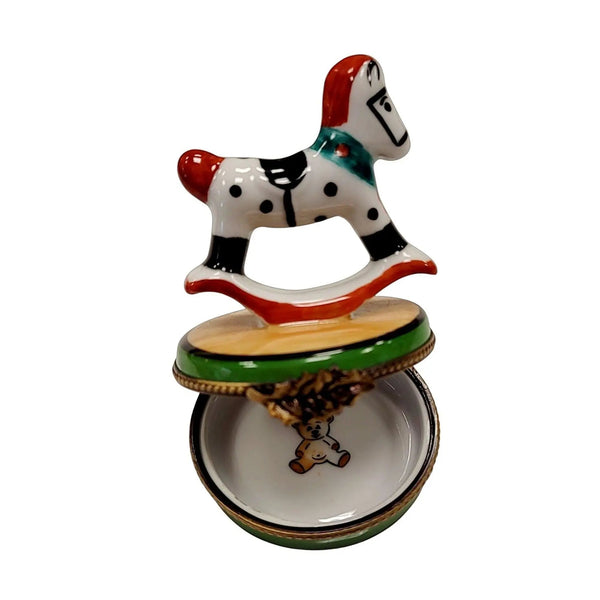 Rocking Horse Holiday Treasure Porcelain Limoges xmas theme christmas figurine LIMOGES BOXES French Trinket Box