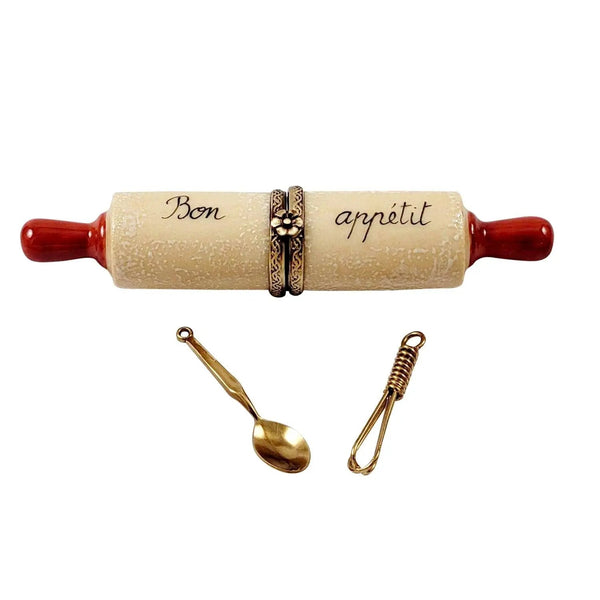Rolling Pin w Utensils Porcelain Limoges Home Food Mother Dessert French Trinket Box
