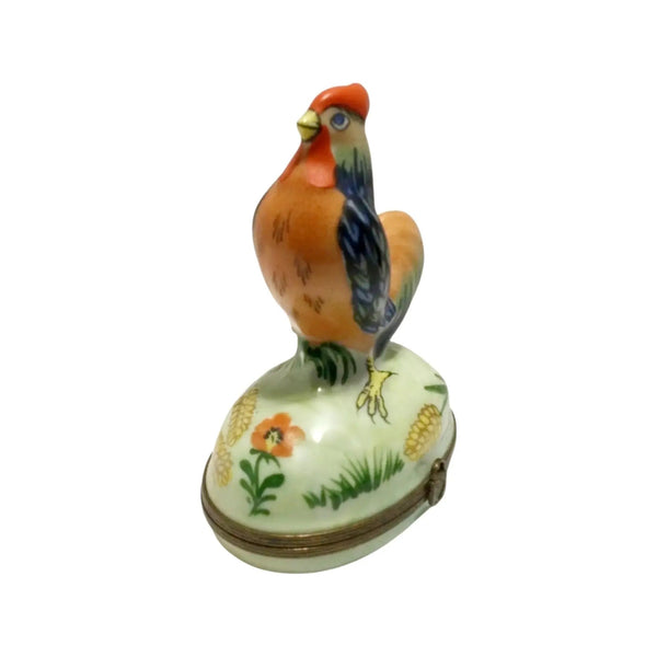 Rooster Porcelain Limoges farm birds French Trinket Box