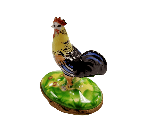 Rooster Figurine on Green Base Porcelain Limoges birds LIMOGES BOXES farm French Trinket Box
