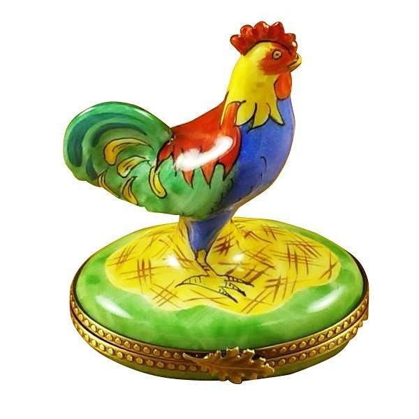 Rooster Porcelain Limoges farm bird French Trinket Box