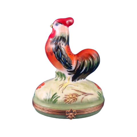 Rooster Porcelain Limoges farm birds French Trinket Box