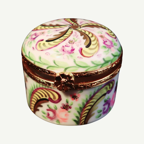 Round Briance Porcelain Limoges traditional French Trinket Box