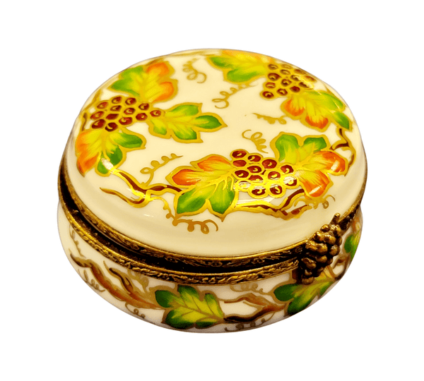 Round Grape Elegance Box Porcelain Limoges French Trinket Box