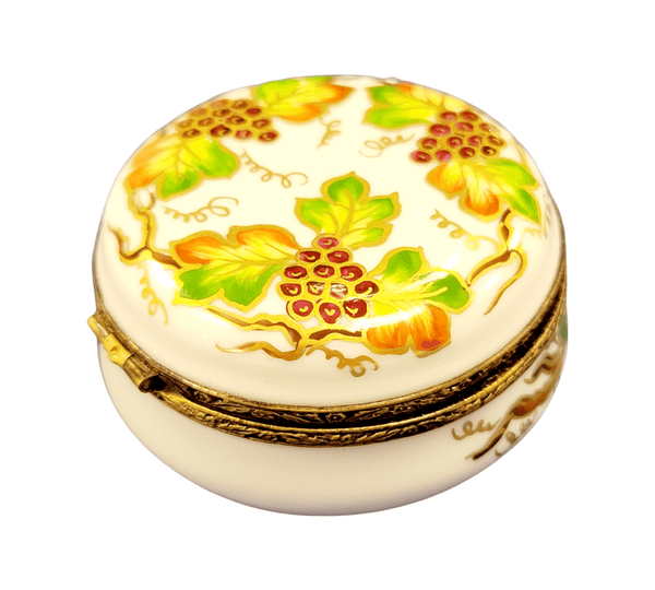Round Grape Elegance Box Porcelain Limoges French Trinket Box