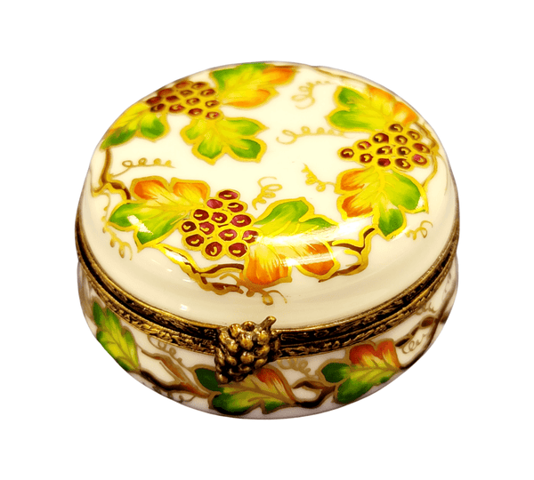 Round Grape Elegance Box Porcelain Limoges French Trinket Box