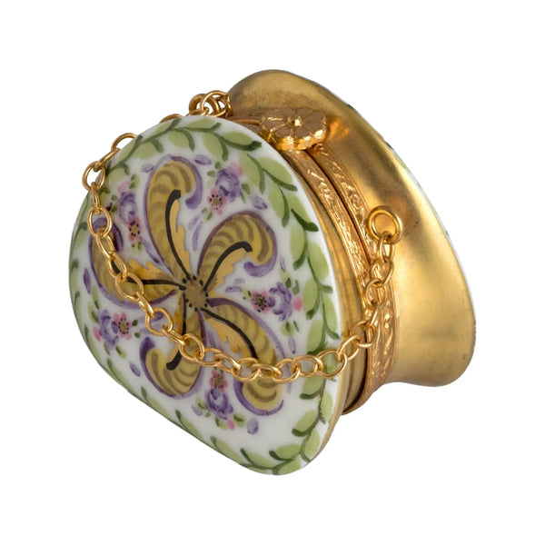 Round Purse: Fountainbleau Porcelain Limoges purse French Trinket Box