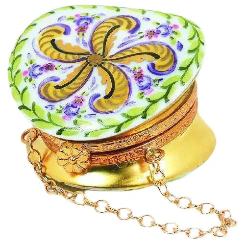 Round Purse: Fountainbleau Porcelain Limoges purse French Trinket Box