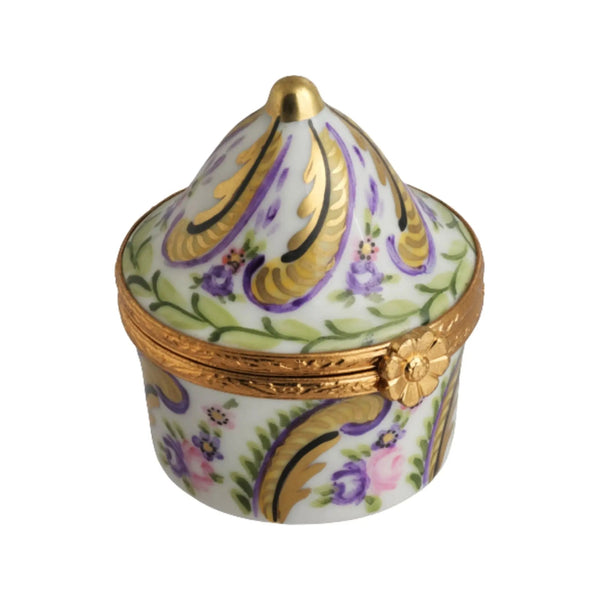 Round Tent: Fontainebleau Porcelain Limoges Traditional French Trinket Box