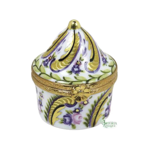 Round Tent: Fontainebleau Porcelain Limoges Traditional French Trinket Box