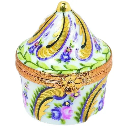 Round Tent: Fontainebleau Porcelain Limoges Traditional French Trinket Box