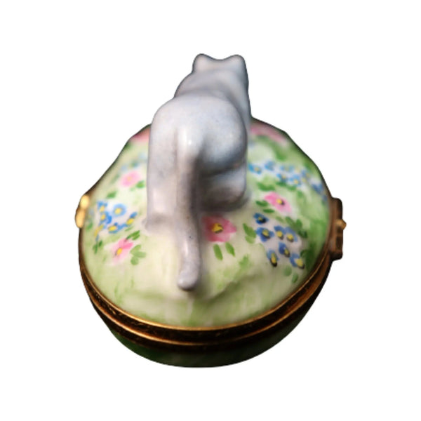 Russian Blue Porcelain Limoges cat cats French Trinket Box