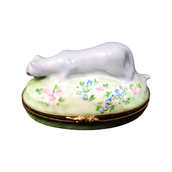 Russian Blue Porcelain Limoges cat cats French Trinket Box