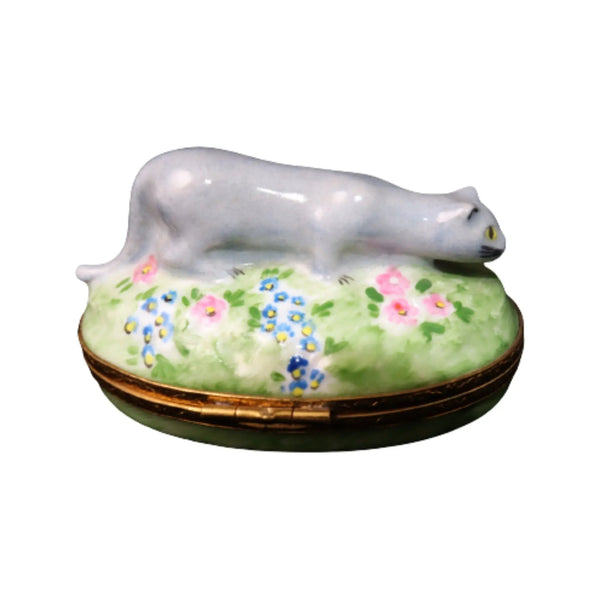 Russian Blue Porcelain Limoges cat cats French Trinket Box