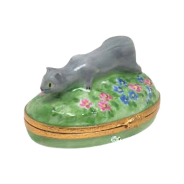 Russian Blue Porcelain Limoges cat cats French Trinket Box