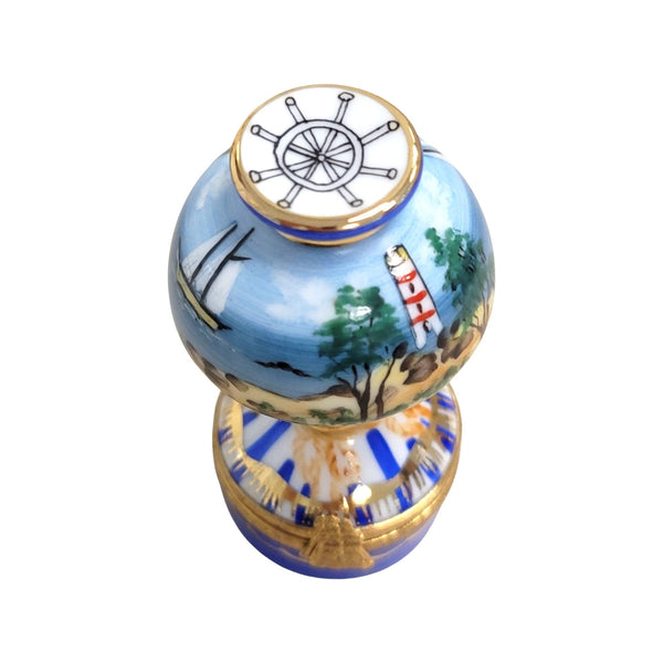 Sailboats Lighthouse Table Lamp Porcelain Limoges furniture French Trinket Box