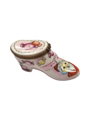 Santa Boot Candy Porcelain Box Porcelain Limoges Santa Shoes French Trinket Box