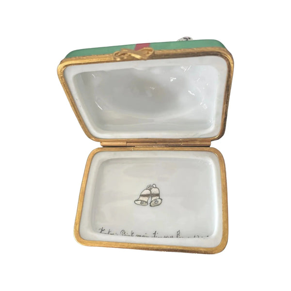 Santa Cat Porcelain Limoges xmas theme santa claus cat French Trinket Box