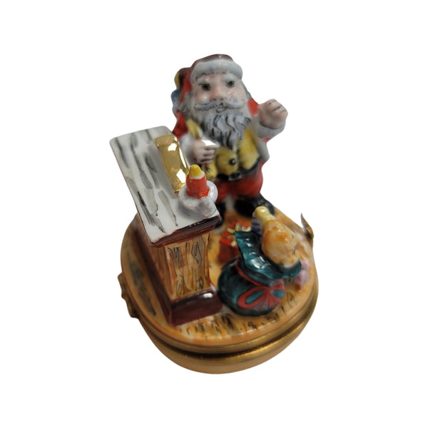 Santa Claus Holiday Charm Porcelain Limoges Santa French Trinket Box